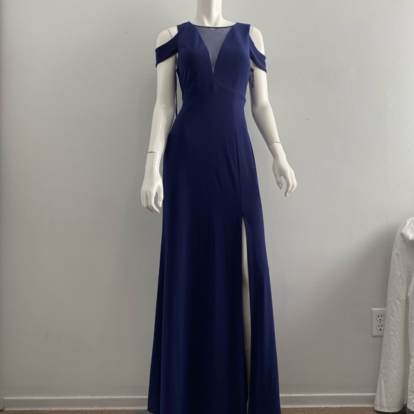 Night Way Navy Blue Gown Size 8 (B) - Picture 2 of 3